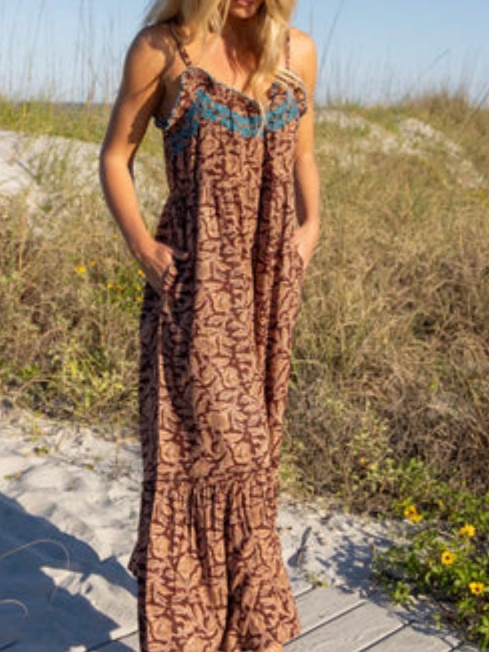 Natural Life Brown Teal Jumpsuit